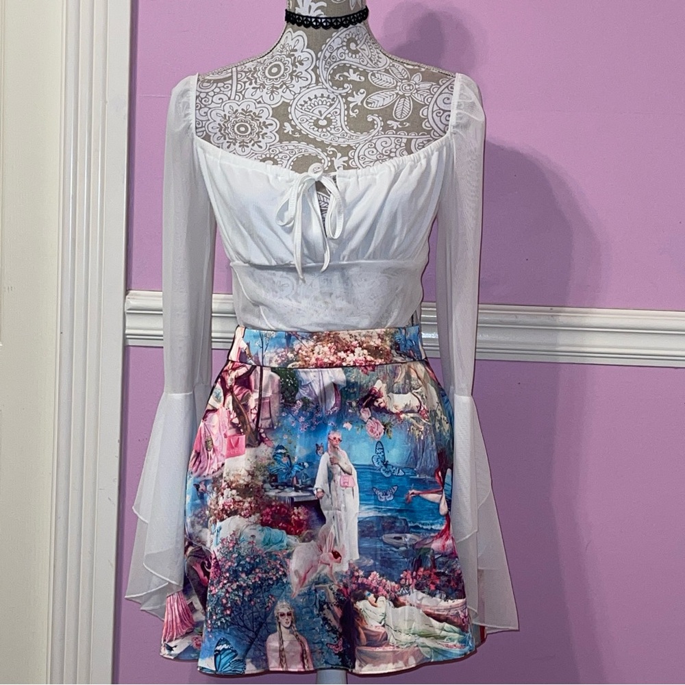 Dolls kill sugar thrillz fairycore fairy cottage renaissance fantasy skirt - Picture 2 of 5